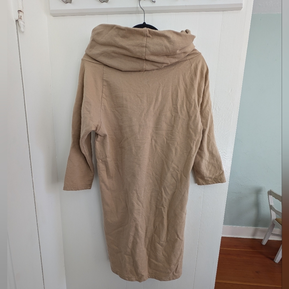 Synergy Tan Cowl Neck Organic Cotton  Long Sleeve Sweatshirt Dress